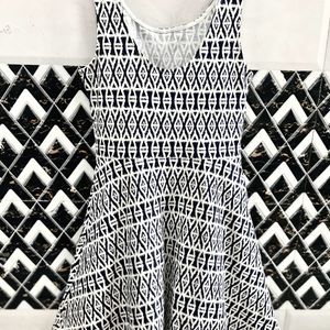 H&M Navy Blue and White Pattern Mini Dress