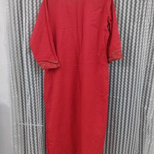 Red Pant Kurta Set Without Dupatta