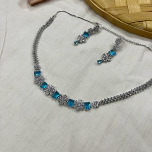 Cubic zirconia Necklace Set With Earring