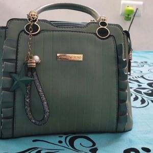 Pretty Mility Green Branded Handbag For 400/-