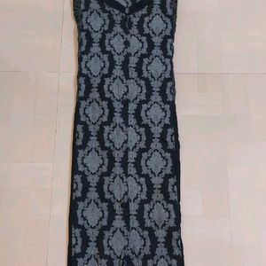 Libas Printed Black Front Slit Kurta