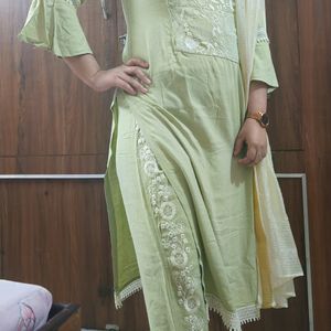 Cotton Thread Work Kurta Pants