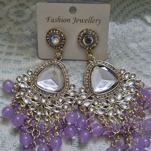 Kundan Purple Earrings