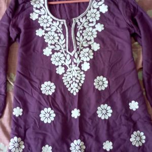 Purple Chikankari Short Kurti