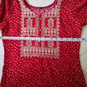 Red Bandhani Kurti