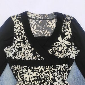 Black And White Wrap Y2K Top