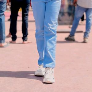 Light Blue Straight Fit & High Waist Jeans Women