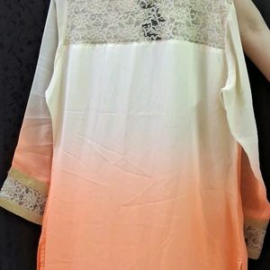 Very Beautiful Long Kurta With Cream Orange Colour