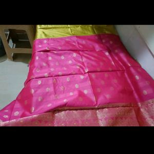 New Pure Art Silk Saree With Contrast Blouse Piece