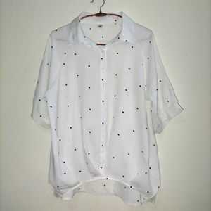 White Korean Casual Shirt For Women