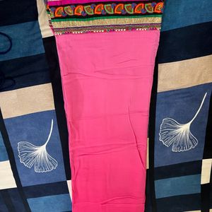 Pink Beautiful Saree With Broad Border