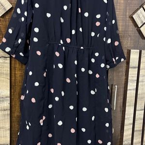 Navy Blue Polka Dot Dress