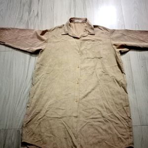 Korean Style Oversized Corduroy Shirt Dress