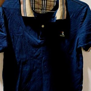 A Navy Blue Collared T-shirt