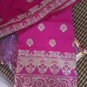 Unstitched Rose Pink Suit With Embroidery