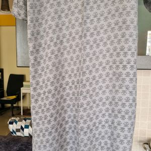 Grey Kurti Kurta With Embroidered Neck Detailing