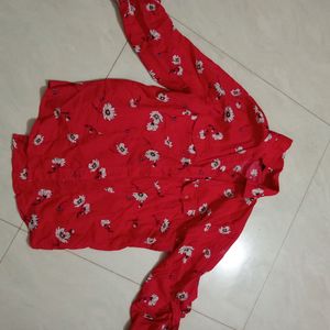 Women Red Floral Printed Shirt