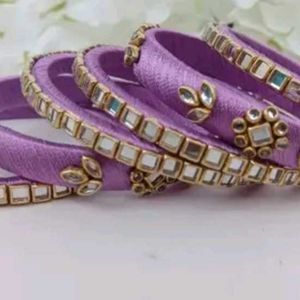 6 Bangles.. Kundan Silk Thread ...New