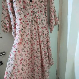 Floral Long Kurthi With Flares