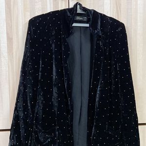 Zara Velvet Black Overcoat