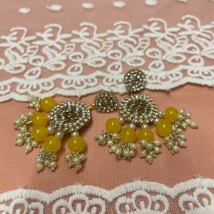 Yellow Kundan Earring