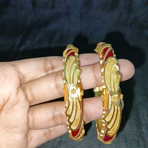 Gold plated Red Pola Bangles