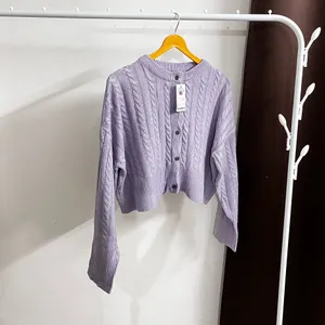 Lavender Oversized Crop Cardigan