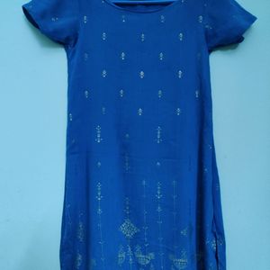 Blue Kurta Gold Print