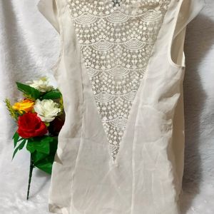 White Top With Lace Detail Back