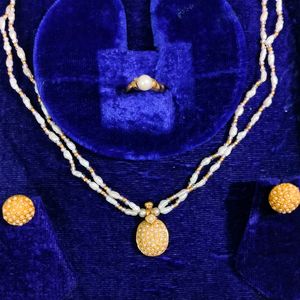 Pearl Gold Plated Jewellery Set