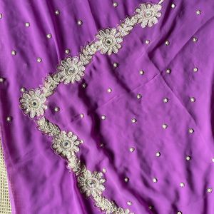 Light Purple Heavy Saree with Stitched Blouse