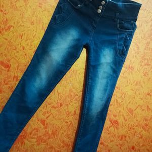 Dark Blue Trendy Jeans With Side Pocket Design | Size Is 30