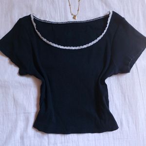 Dark Coquette Lace Trimmed Top Pinteresty Cute