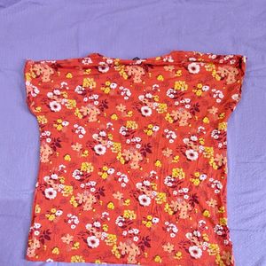 Floral Pinkish Orange Casual Tshirt