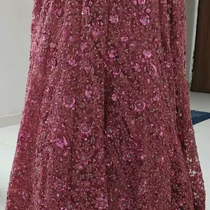 Heavy Work Front Or Back Rosegold Lehnga