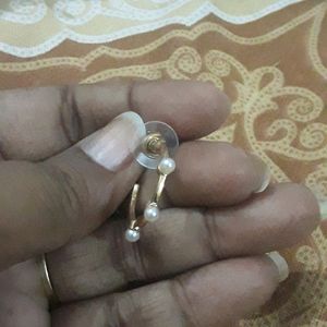 Brand New Golden Pearl Hoop Earings 2 Pairs