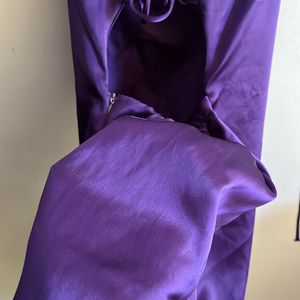 Purple Backless Satin Dress