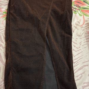 Shimmery Brown Leg Slit Long Dress