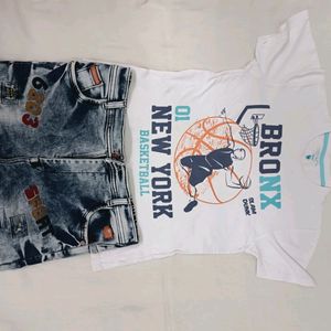 T-shirt  Jeans  Set With 1 Free Tshirt