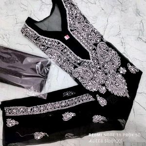 chikankari mirror work kurti