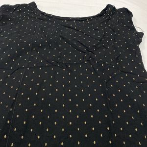 Short Black Kurti With Golden Print