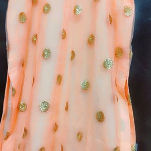 Light Orange Kurta & Golden Skirt With Dupatta 40