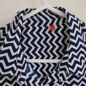 Polyester Blue and White Striped Shirt