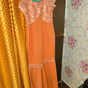 Peachy Orange Fishtail Dress