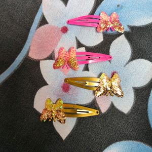 Cute Butterfly Clips (Pink & Gold)