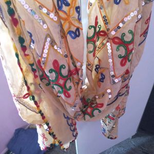 Dupatta Golden Mirror Work