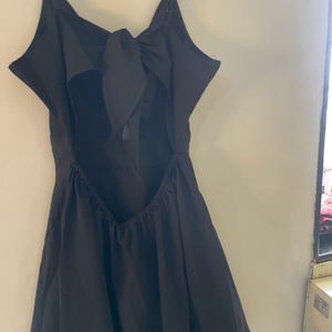 Black Solid Fit And Flare Dress