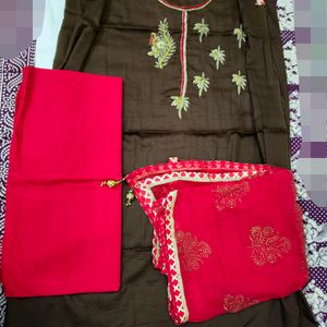 Festival/Karwachauth❤️🤎Unstitched Dress Material