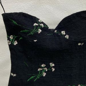 Zara black floral embroidered corset