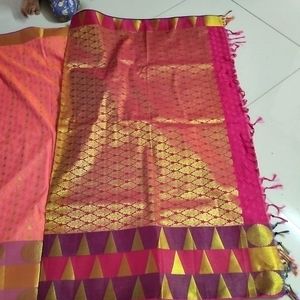 Peach Pink Soft Silk Saree...